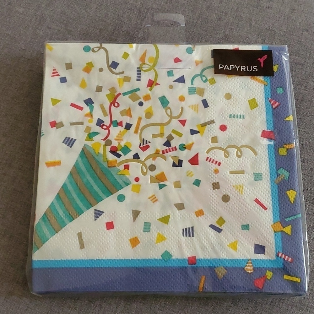 13” Papyrus Napkins 20 count confetti square ONE pack of 20 napkins artsy